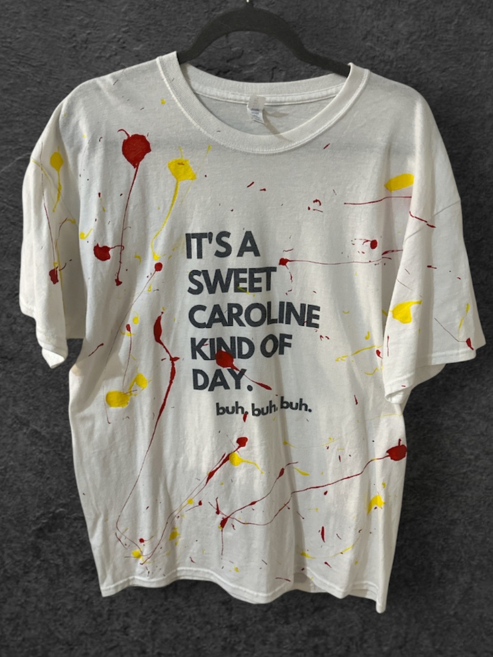 Jerzees white paint splatter t-shirt It’s a Sweet Caroline kind a day size XL